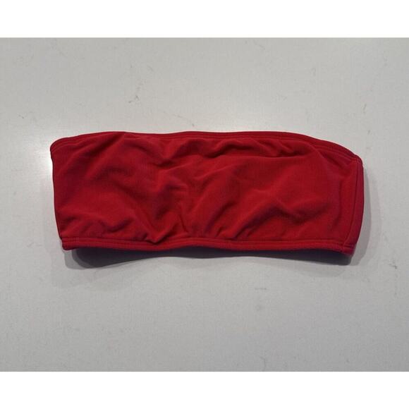 Vintage Swim Systems Bikini Top Size Small Red Strapless Nylon Lycra 90s Swim - Picture 1 of 6